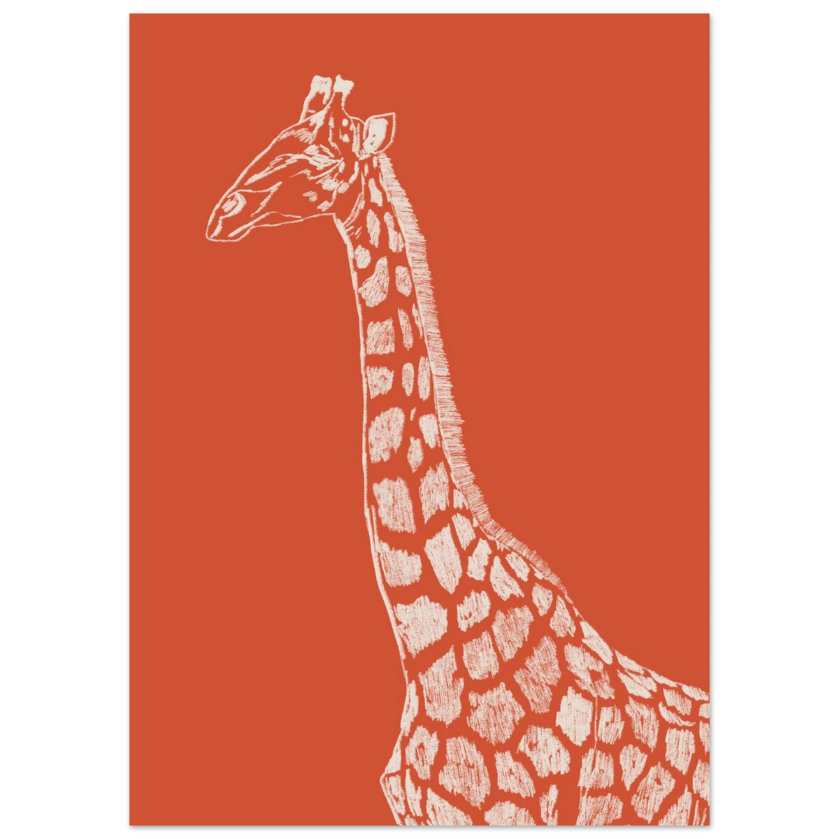 La girafe, version orange, affiche illustrée au crayon par Aude de Riberolles – visuel 8