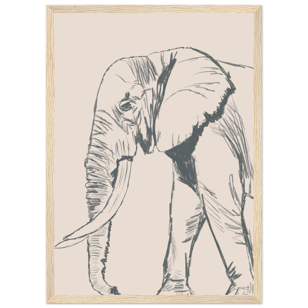 Le grand éléphant version couleur, poster encadré aux nuances subtiles