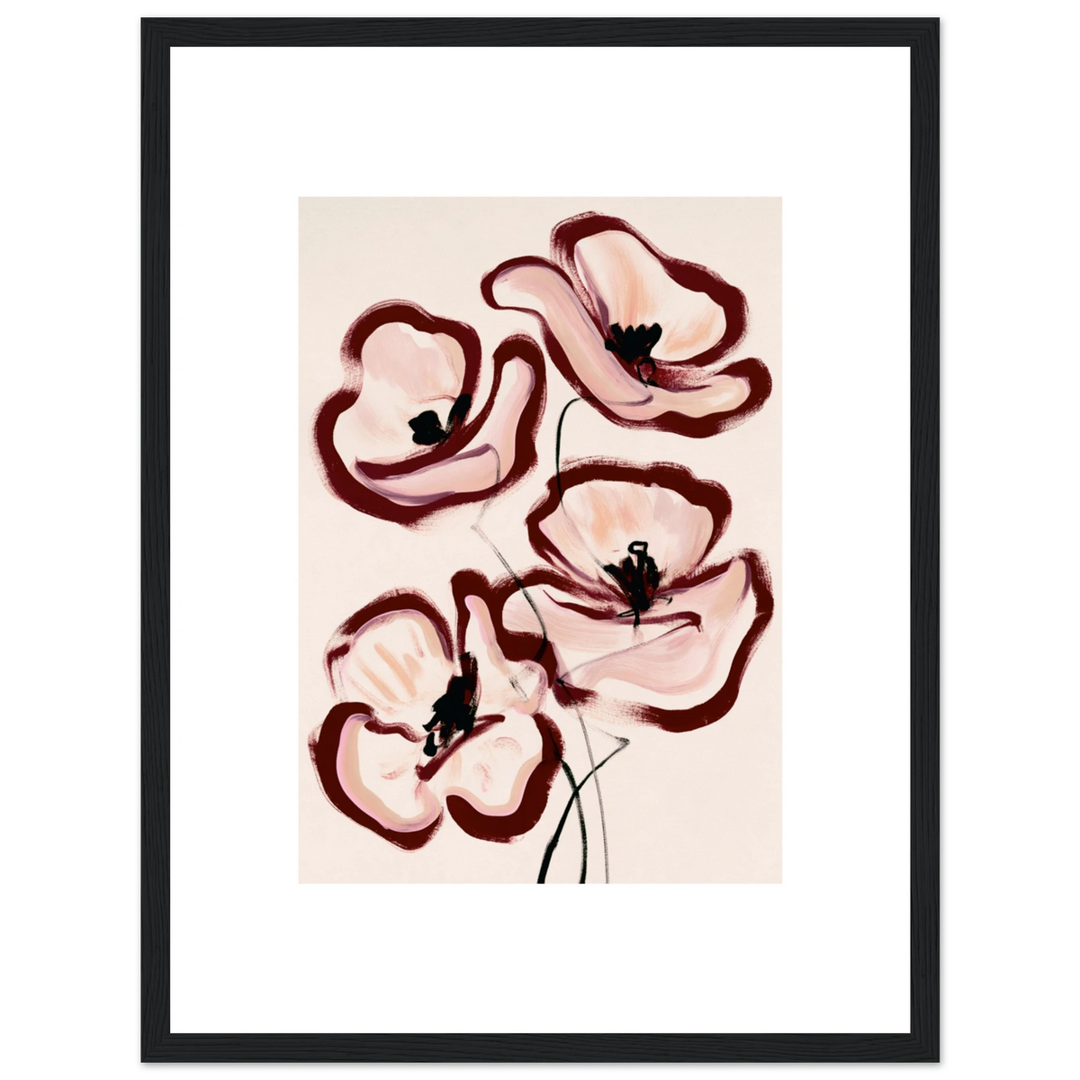 Peinture fleurs abstraites rose poudré bordeaux, affiche encadrée – visuel 8, ADR Gallery