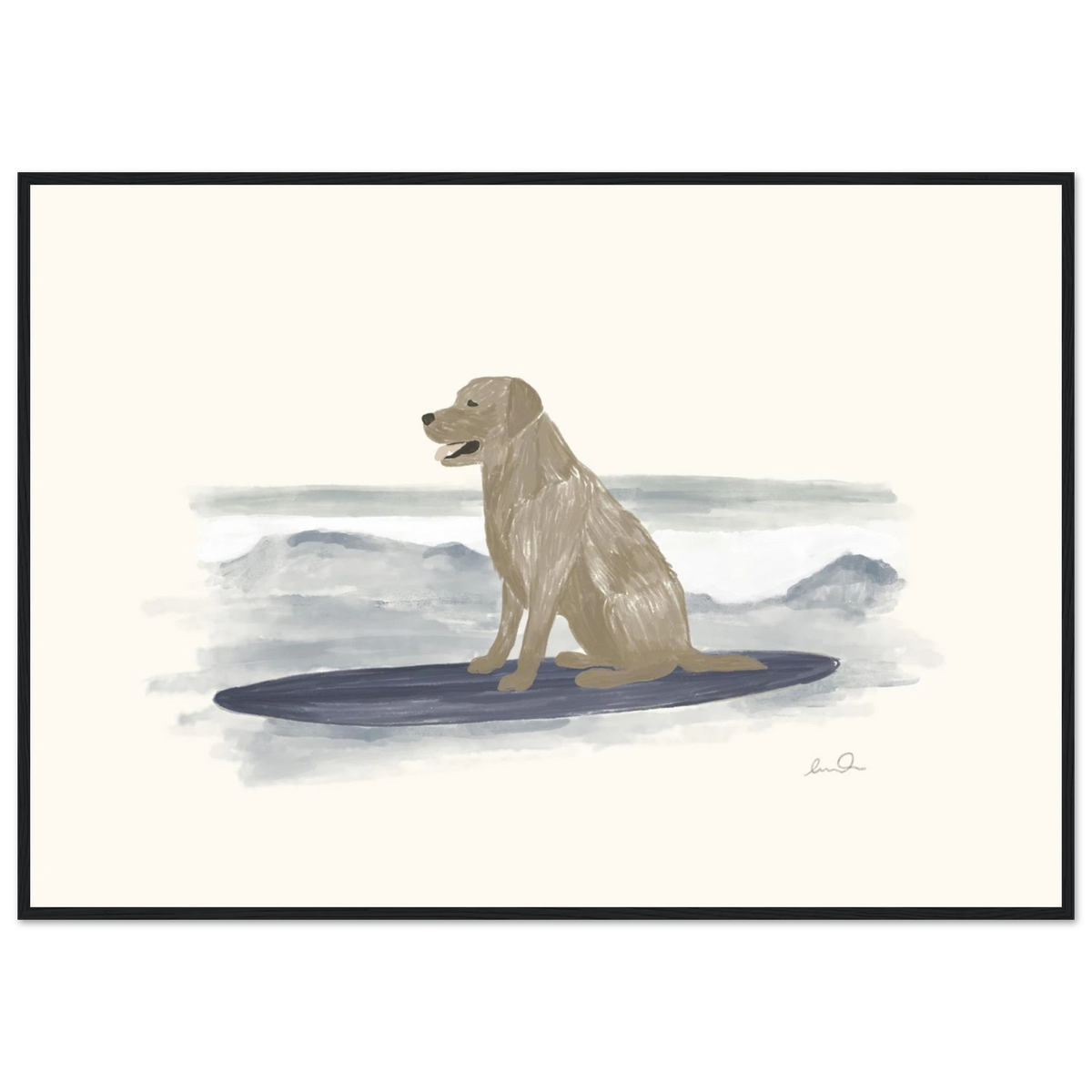 Surfing dog, affiche illustrée d'Émilie J. Ouellet encadrée – visuel 4