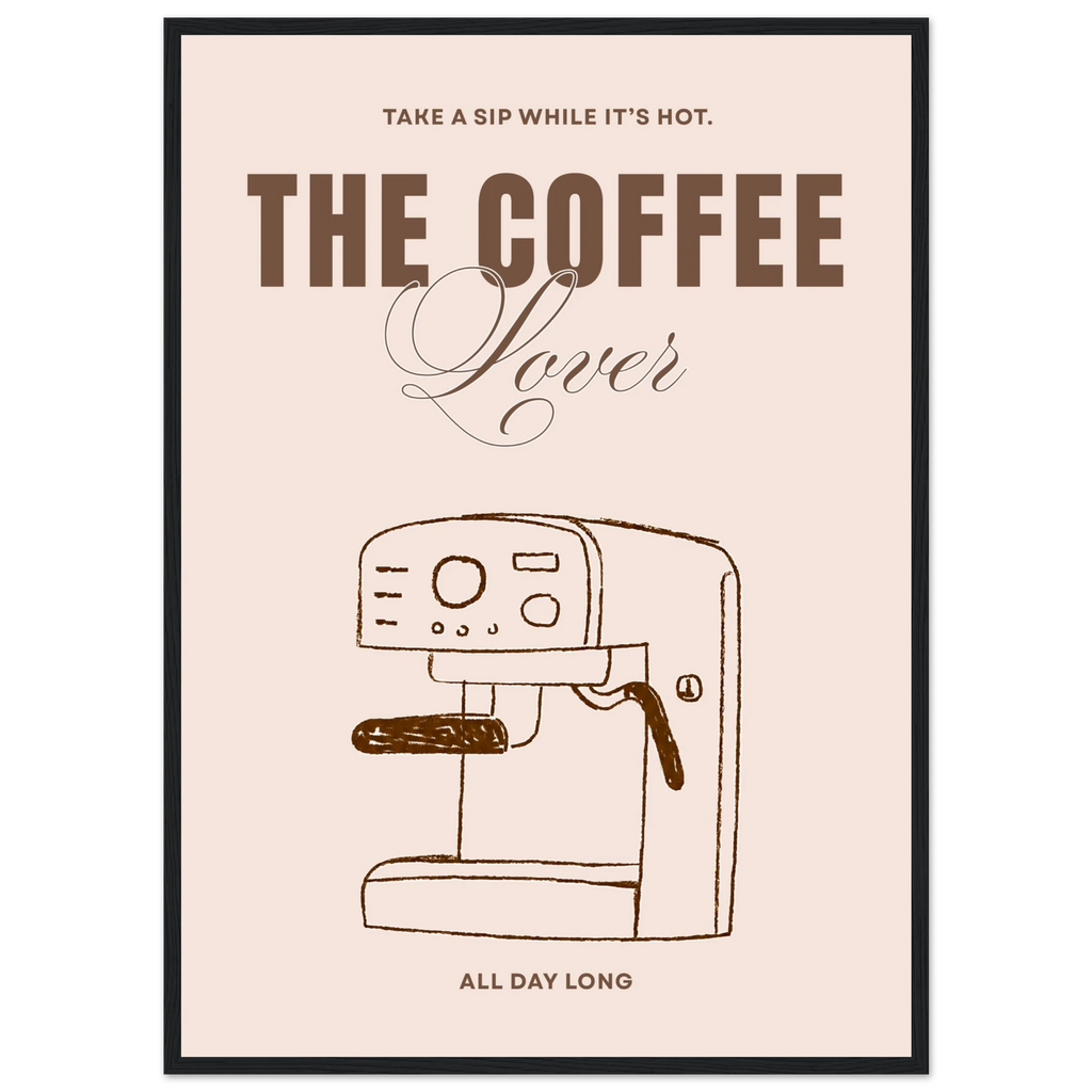 The Coffee Lover, affiche encadrée sur papier mat premium – ADR Gallery