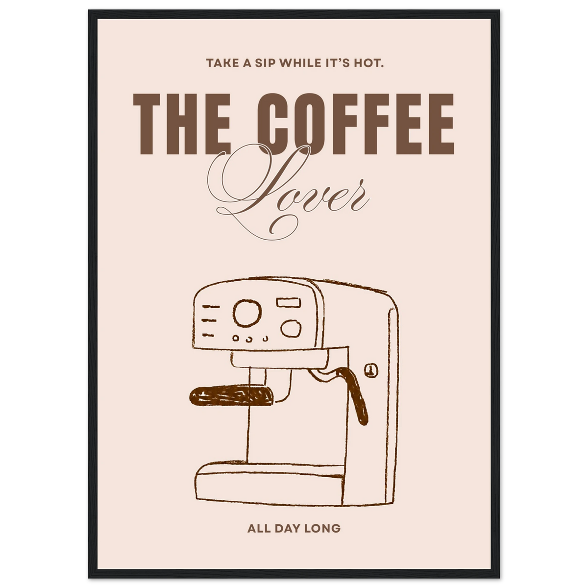 The Coffee Lover, affiche encadrée sur papier mat premium – ADR Gallery