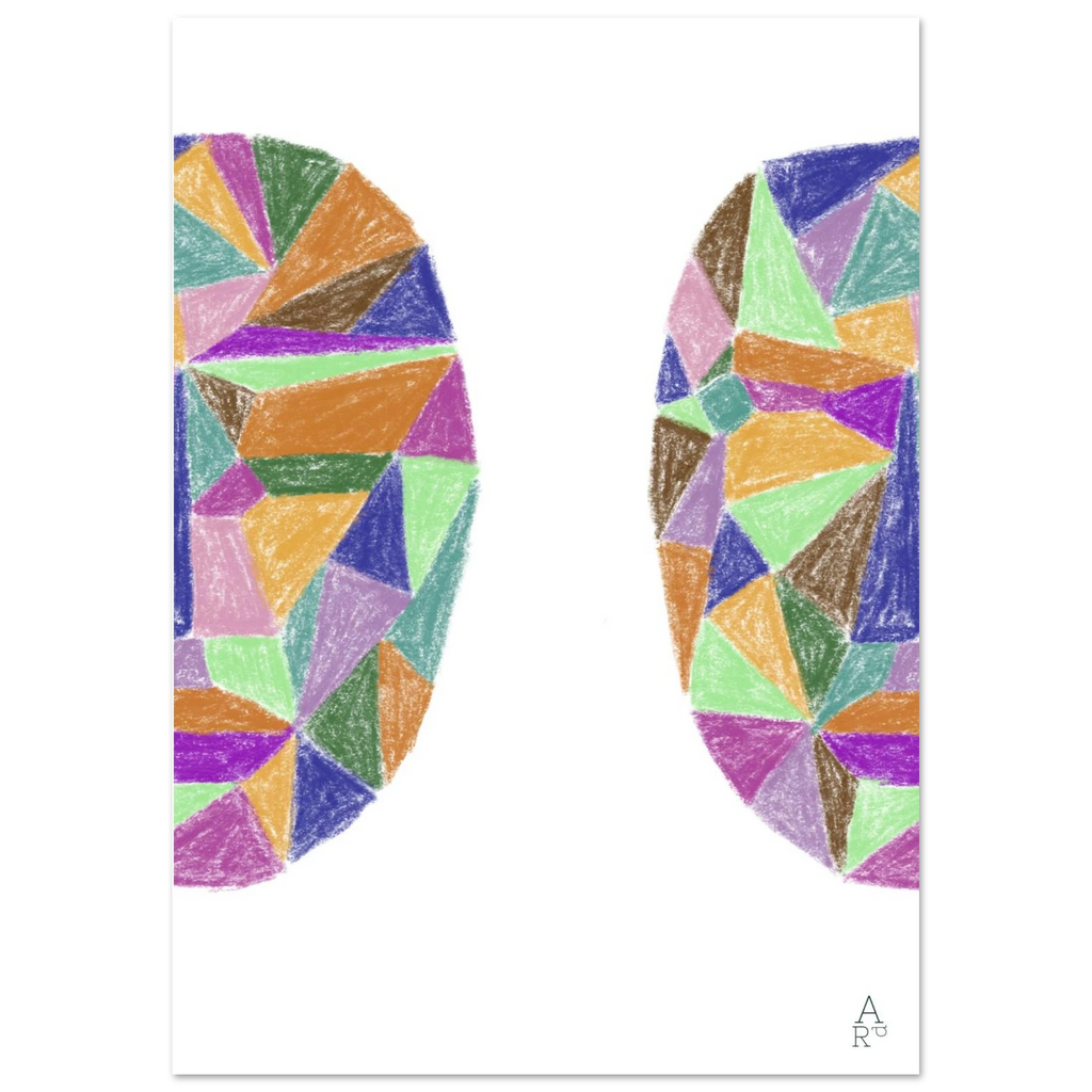 The Double Face Patchworks N°3, composition géométrique à la craie d'art par Aude de Riberolles