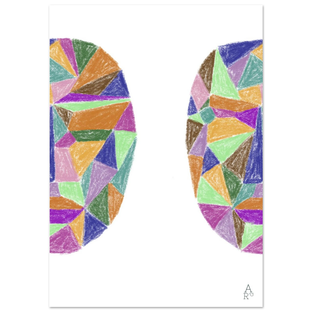 The Double Face Patchworks N°3, composition géométrique à la craie d'art par Aude de Riberolles
