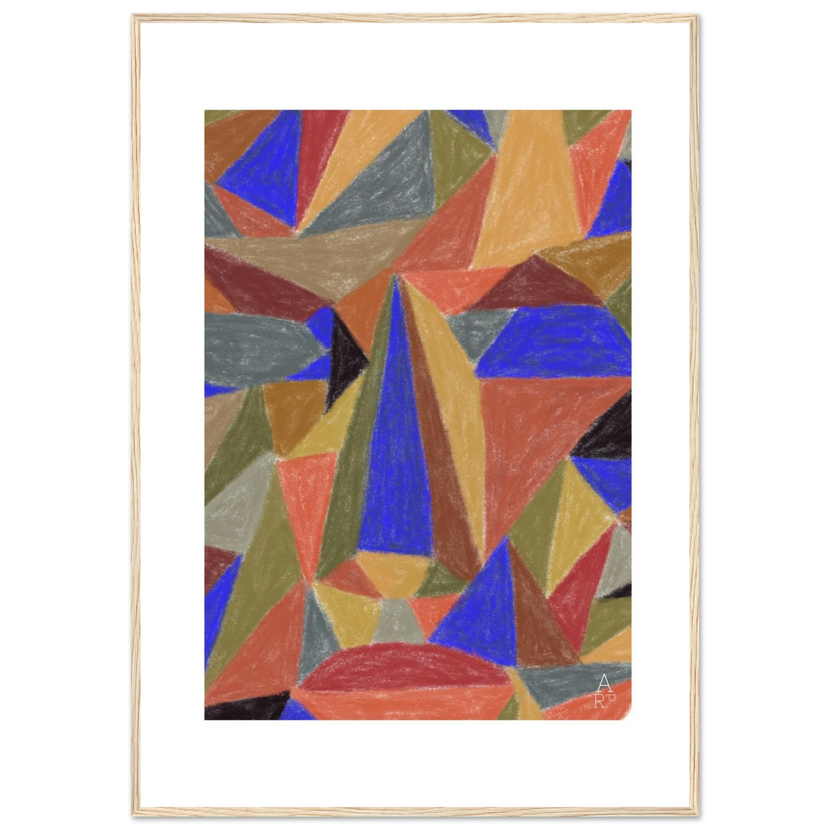 The Face Patchwork N°1, visage géométrique à la craie d'art par Aude de Riberolles – affiche