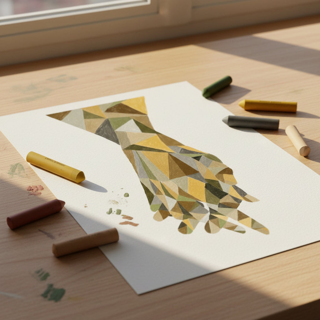 The Hands Patchwork N°2, tons ocre, olive et brun – visuel 2 de l'affiche d'Aude de Riberolles