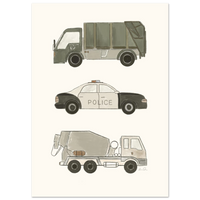 Trucks and car - Affiche