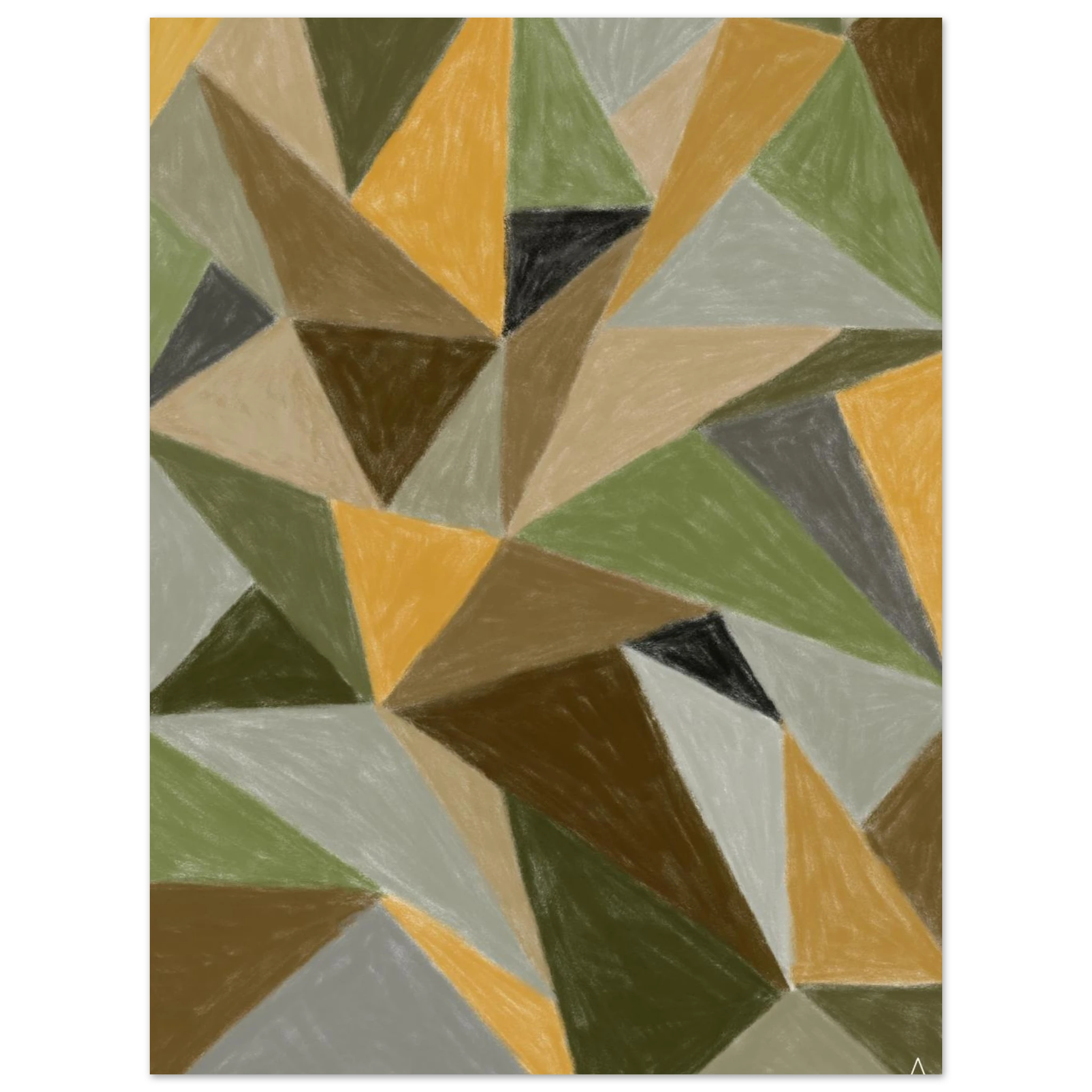 Patchwork N°2 — Œuvre originale à la craie d’art, illustration par Aude de Riberolles, art mural, décoration d'intérieur